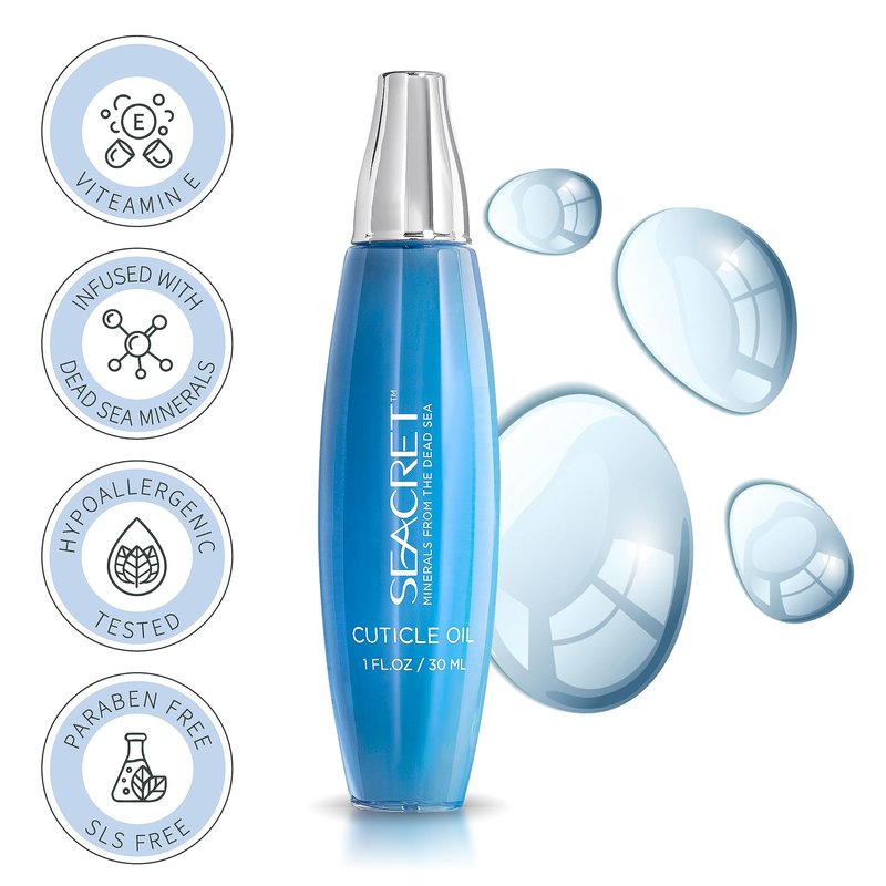 SEACRET Cuticle Oil with Precision Dropper Applicator - Fast-Absorbing Oil for Dry, Cracked Nails, Non-Greasy Nail Care Treatment with Dead Sea Minerals, Calendula, Rosehip & Vitamin E, 1 fl oz