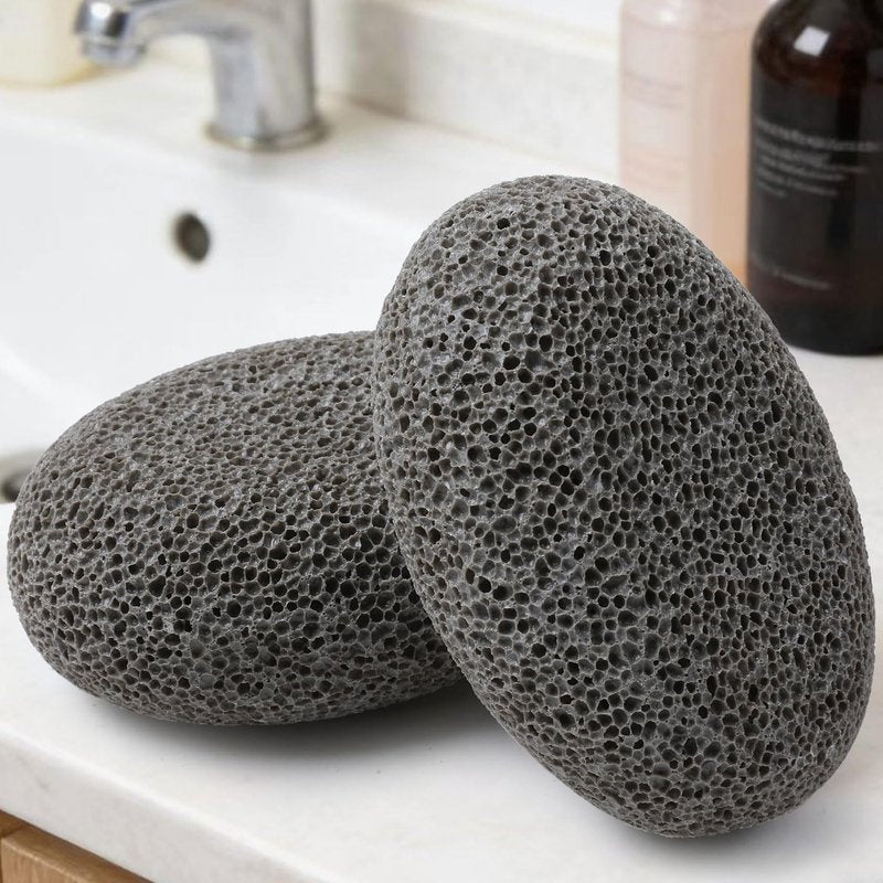 Natural Foot Pumice Stone for Feet, Borogo 4-Pack Lava Pedicure Tools Hard Skin Callus Remover for Feet and Hands Grey