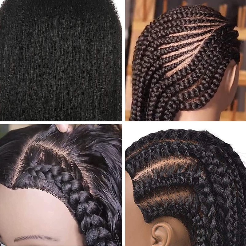 ISHOT Mannequin Head With Hair,100% Real Human Hair,Hairdresser Training Head,Doll Head,Beauty School Hair Practice Head,Manikin Cosmetology Black