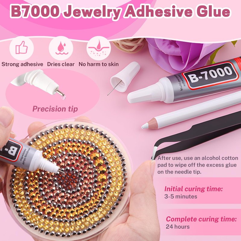 20000Pcs Metallic Rhinestones for Bedazzling Kit with 3Pcs B7000 Jewelry Glue, Resin Rhinestones for Crafting Crafts，Bedazzler Kit Flatback Gems for Clothing Shoes Tumblers Nail Art