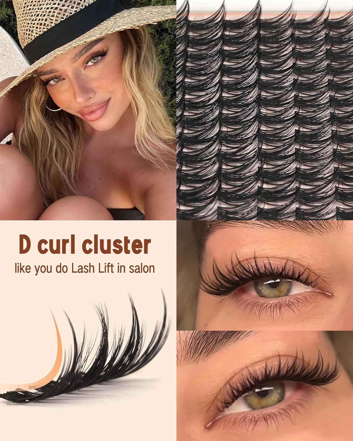 Wispy Lash Clusters - C Curl 12-14-16mm Natural Fluffy Eyelash Extensions | DIY Individual False Lashes