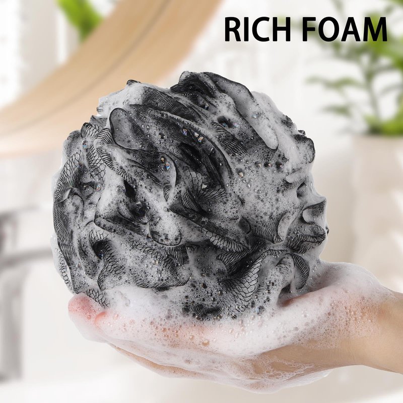 6 Pack Shower Loofah Bath Sponge, 75g/pc Large Exfoliating Body Scrubber Shower Scrunchies for Women and Men