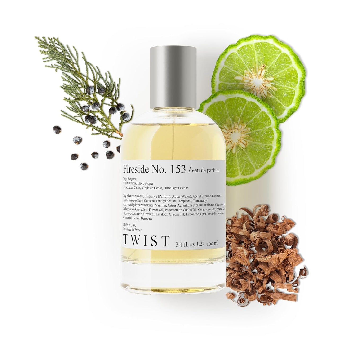 Twist Fireside No. 153 - Long-Lasting Eau De Parfum for Men | Cedarwood & Leather, 100 ml Spray