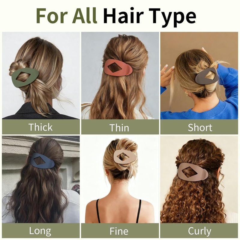 Flat Hair Clips for Women - 10 PCS Large Matte Rectangle No-Slip Claw Clips | Strong Hold for Thick & Thin Hair