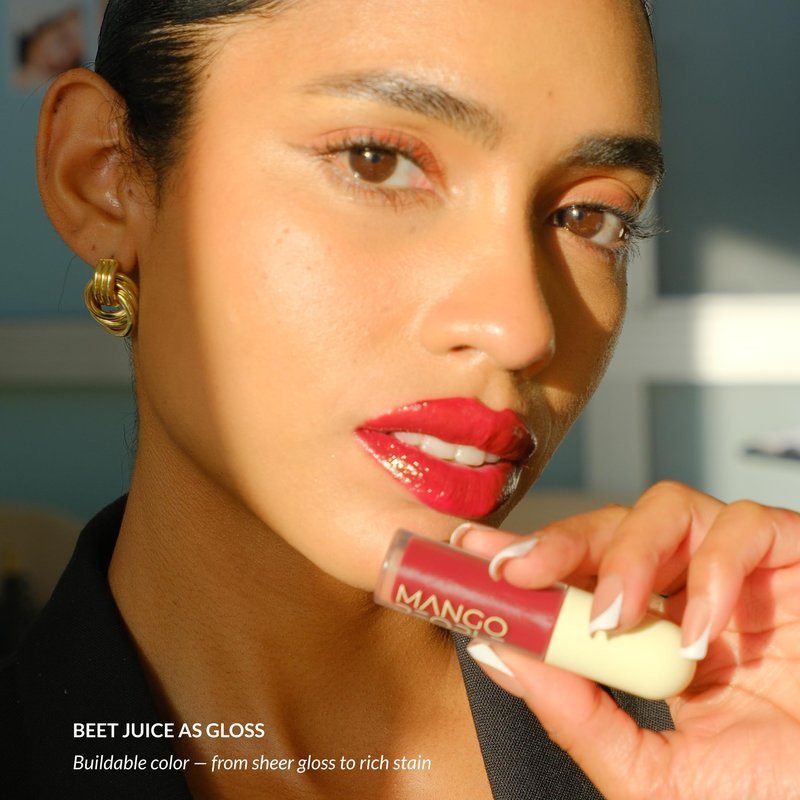 Mango People Hydrating Glossy Fruit Lip Stain, 2-in-1 Gloss to Long Lasting Stain, Tint & Oil Stain, Lightweight Lip Makeup with High-Shine Finish for Soft, Smooth and Nourished Lips, Beet Juice