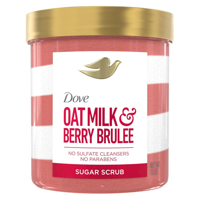 Dove Sugar Body Scrub Oat Milk & Berry Brulee For Women For Exfoliated & Hydrated skin 15 oz