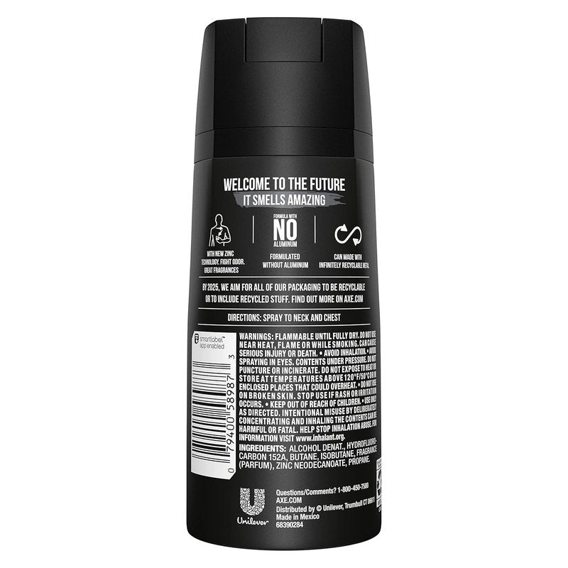 Axe Black Men's Body Spray - 48HR Odor Protection | Frozen Pear & Cedarwood, 4 oz (Pack of 4)