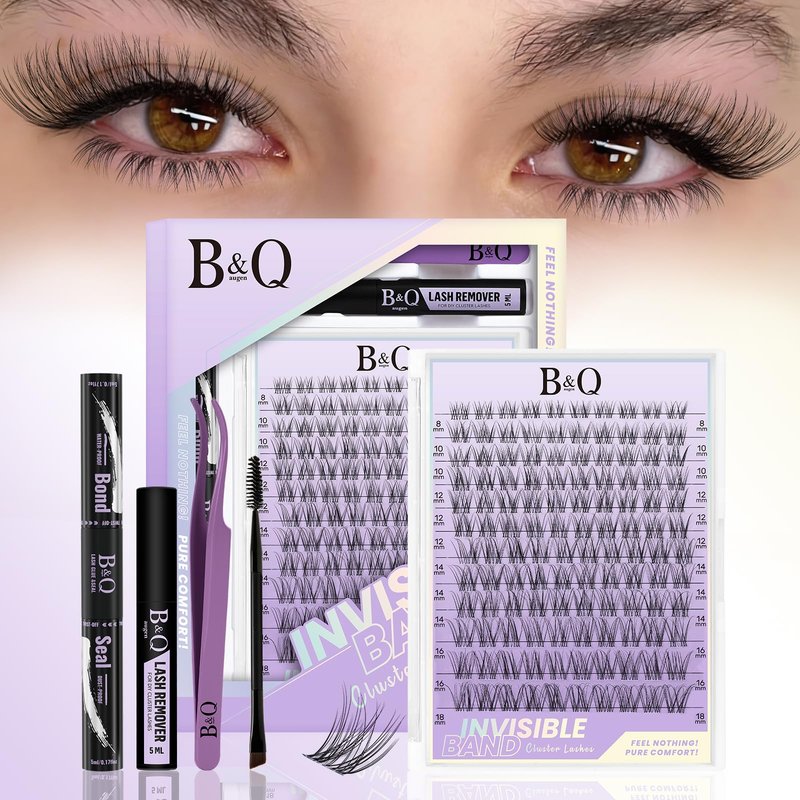 B&Q Flora Eyelash Clusters Kit - Velure DIY Lash Extension Kit at Home Beginner-Friendly Natural Lashes, 120pcs 8-18mm Wispy Clusters with 0.3mm Invisible Band & Waterproof, Daily Collection