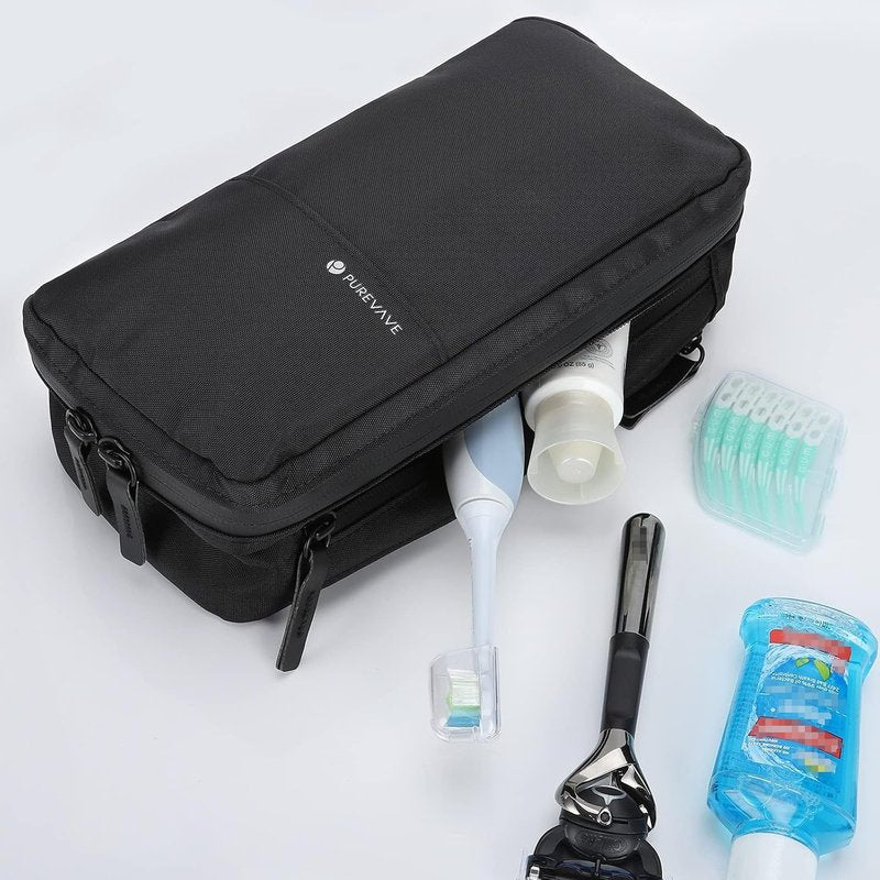 Compact Men's Toiletry Travel Bag - Waterproof Hanging Dopp Kit | Black Wash Pouch