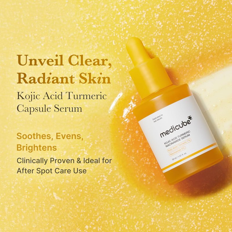 Kojic Acid Turmeric Clarifying Serum - Soothing & Brightening Facial Capsules | Niacinamide Hydration Support | 1.01 fl. oz