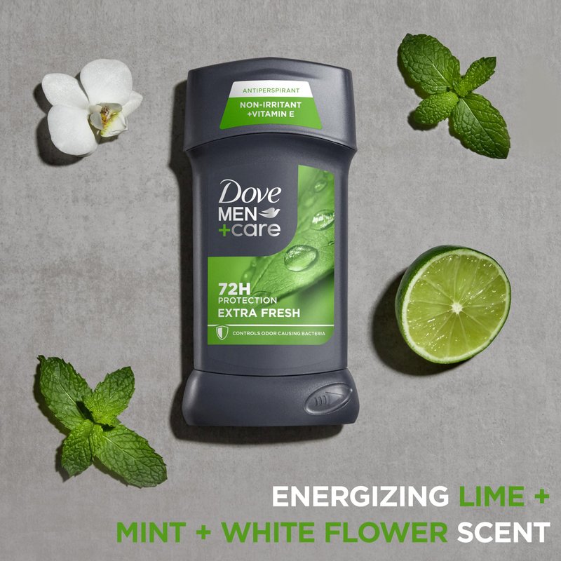 Dove Men+Care Men's Antiperspirant Deodorant Stick Extra Fresh With 72-hour Sweat & Odor Protection with 1/4 Moisturizing Cream & Long-lasting Citrus Scent 2.6 oz