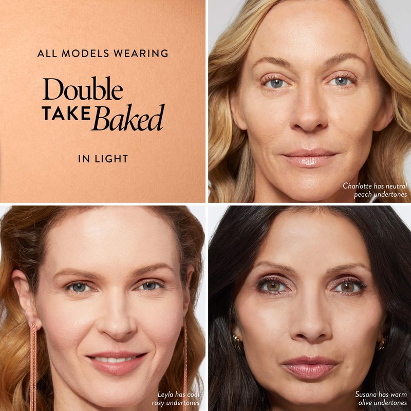 LAURA GELLER NEW YORK Baked Double Take Powder Foundation - Light - Buildable Medium to Full Coverage - Matte Finish