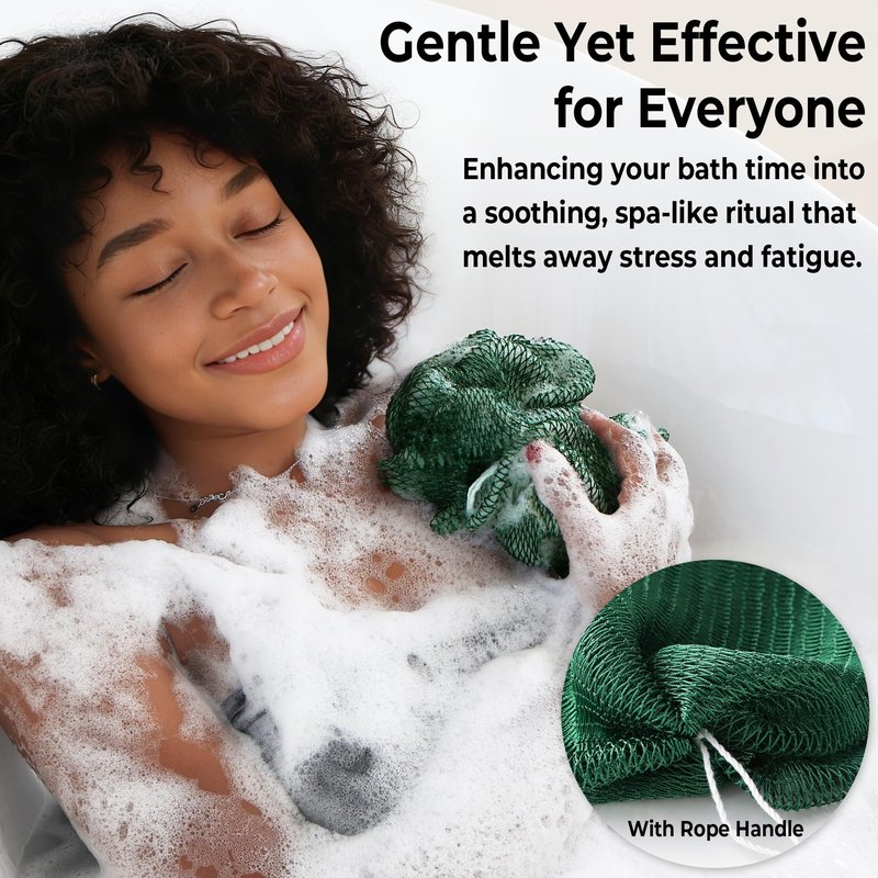 Afro Scrubber African Net Sponge - 2 Pieces Authentic African Wash Cloths - Exfoliating Body Sponges for Showering Forest & BabyPink - Back Scrub Exfoliator Shower Loofah for Body Bath Accessories