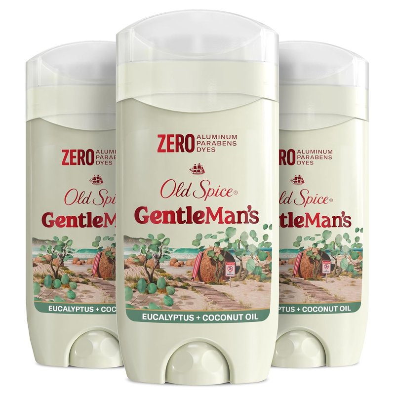 Old Spice GentleMan's Deodorant - Aluminum-Free, 24/7 Freshness, Eucalyptus & Coconut Oil, 3 oz (Pack of 3)