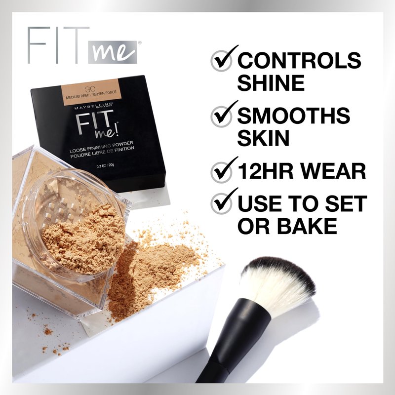 Maybelline Fit Me Loose Setting Powder, Face Powder Makeup & Finishing Powder, Deep, 1 Count