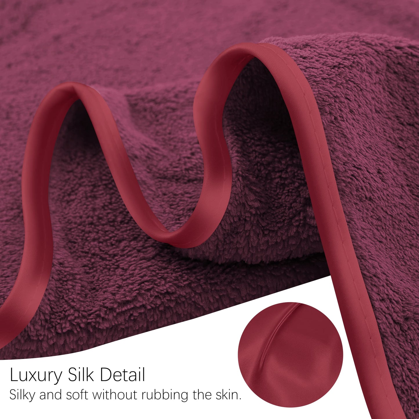 TENSTARS Silk Hemming Hand Towels for Bathroom - Quick Drying - Ultra Soft Microfiber Absorbent Towel for Bath Fitness, Gym, Shower, Hotel, and Spa - 16x28 Inch | Set of 6, Burgundy