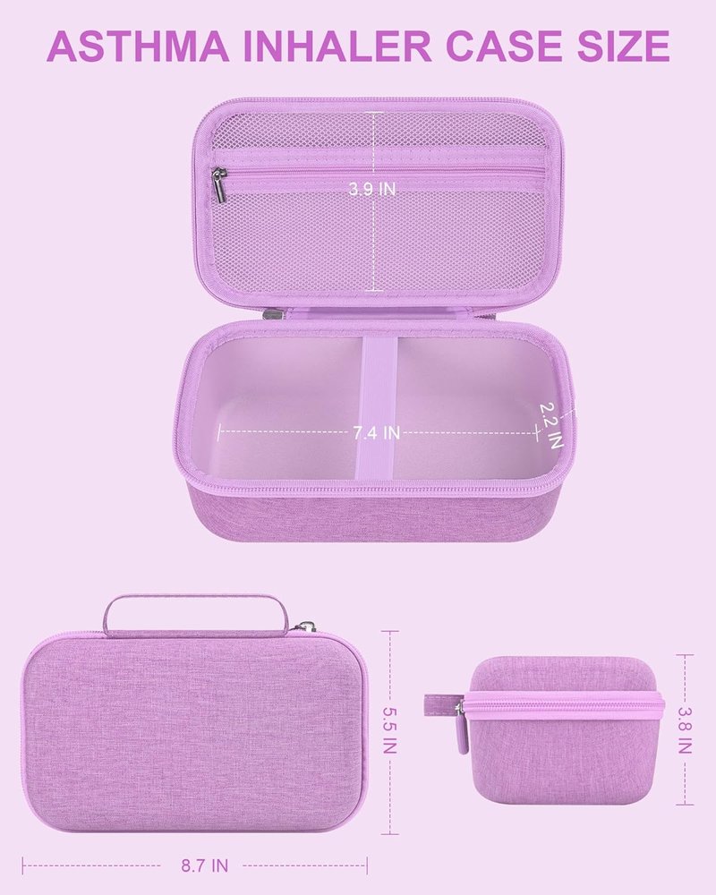 Asthma Inhaler Case - Portable Nebulizer & Spacer Storage for Kids & Adults | Travel-Friendly Purple Design
