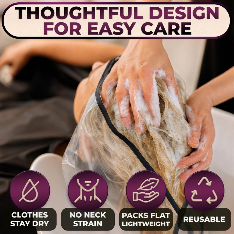 Hair Funnel for Washing Hair for Elderly – Shampoo Cape with Waterproof PVC Build 20"x9.5" for Upright Sink Washing & No-Rinse Care – Shampoo Caps no Rinse for Gentle Bedridden Support & Home Use