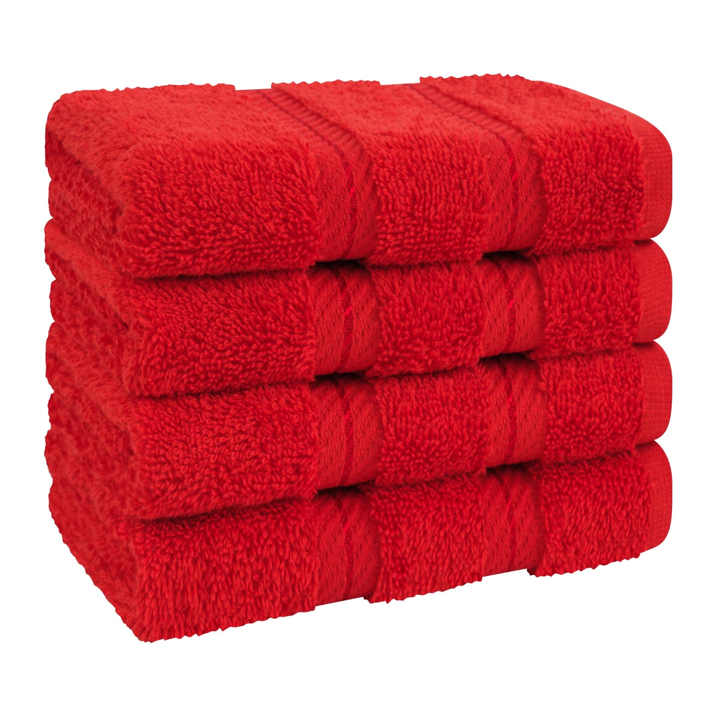 American Soft Linen Luxury Washcloths for Bathroom, 600 GSM 100% Cotton 4 Piece Turkish Wash Cloth Set, 13x13 in Soft Rags for Body and Face, Red Washcloths