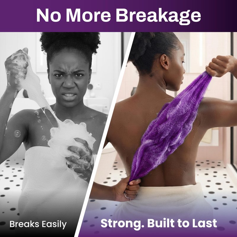 African Net Sponge Authentic (Sapo/Kessa), African Exfoliating Sponge Real African Net Black Owned, African Bath Sponge Back Scrubber, Body Exfoliator Shower Bath Accessories (Violet)
