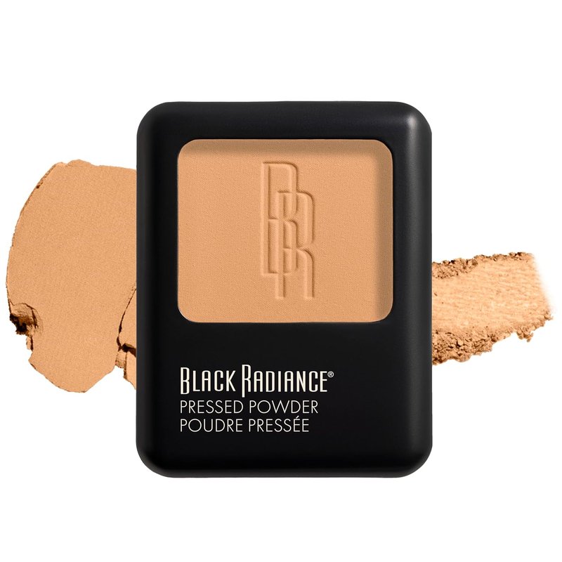 Black Radiance Pressed Powder - Pigment-Rich Matte Finish for Light Skin Tones | Oil-Absorbing Compact with Mirror & Sponge - Biscotti