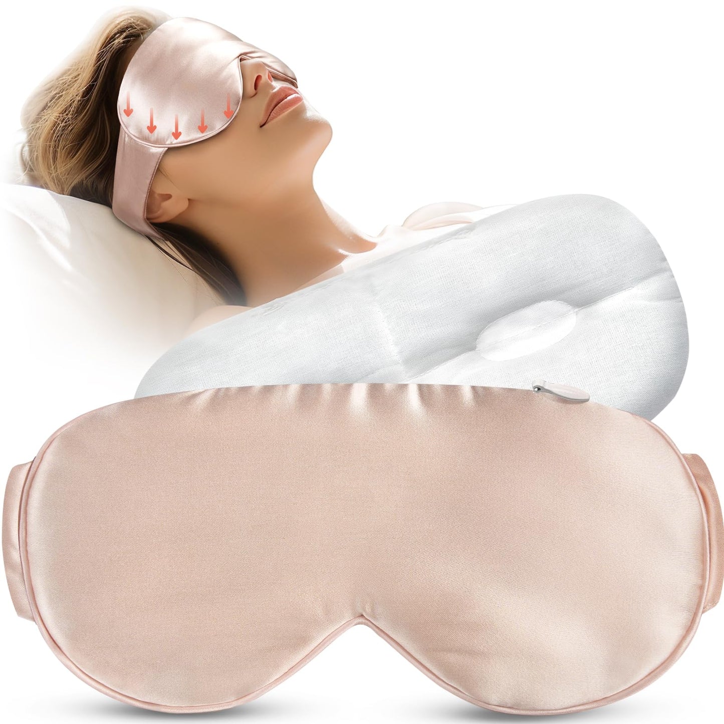 LitBear Weighted Silk Sleep Mask 4.9 oz (140g), Mulberry Silk Sleeping Mask with Detachable Insert, Women Men Pressure Relief Night Light Blocking Eye Mask with Adjustable Strap, for Relax Deep Sleep