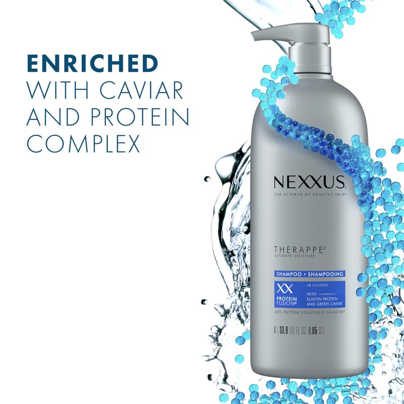 Nexxus Shampoo and Conditioner Therappe Humectress 2 Count for Dry Hair Silicone-Free, Moisturizing Caviar Complex and Elastin Protein for thicker and stronger hair 33.8 oz