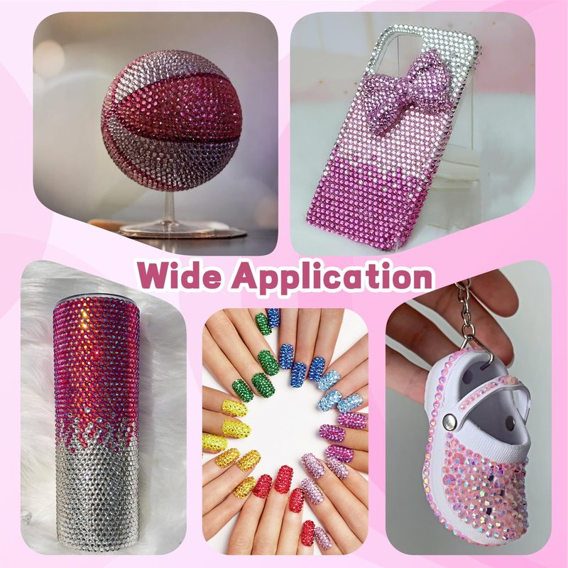 20000 Pcs Pink Rhinestones for Crafting | Bedazzler Kit with 3 Pcs B7000 Jewelry Glue for Clothing, Shoes, Nail Art