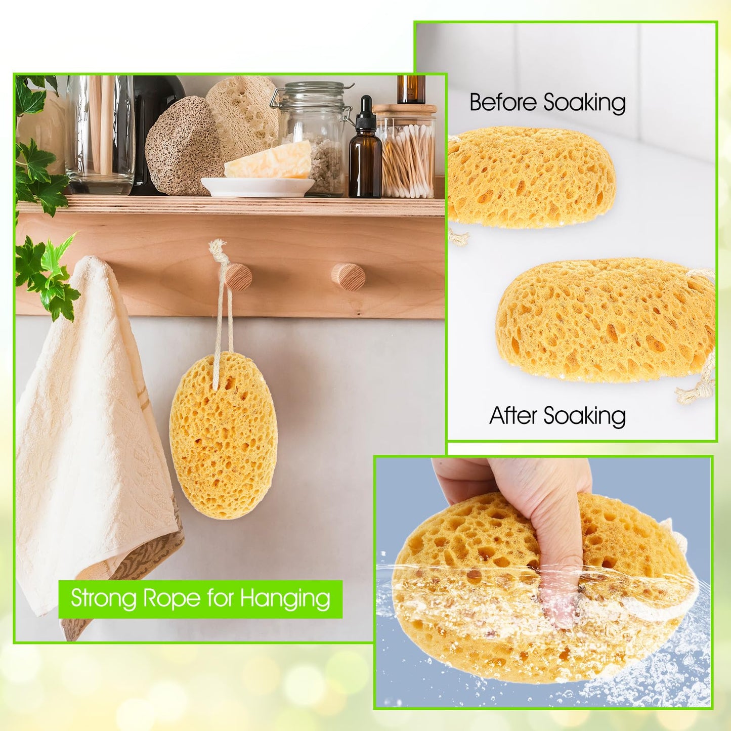 Wanmu 2Pcs Bath Sponge, 6.1 Inch Soft Exfoliating Body Scrubber Shower Sponges, Large Foam Loofah Face Puff for Women, Men, Teenager Body Cleansing Supplies