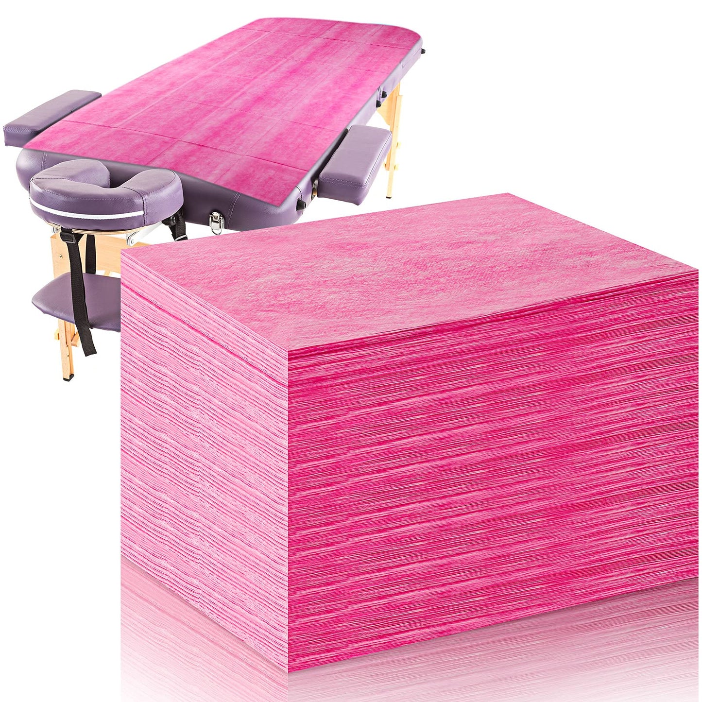 Tatuo 50 Pieces 31 x 70 Inches Disposable Bed Sheets Waterproof Bed Cover Massage Table Sheet Non-woven Fabric for Spa, Lash, Beauty Salon, Waxing, Hotels(Pink)