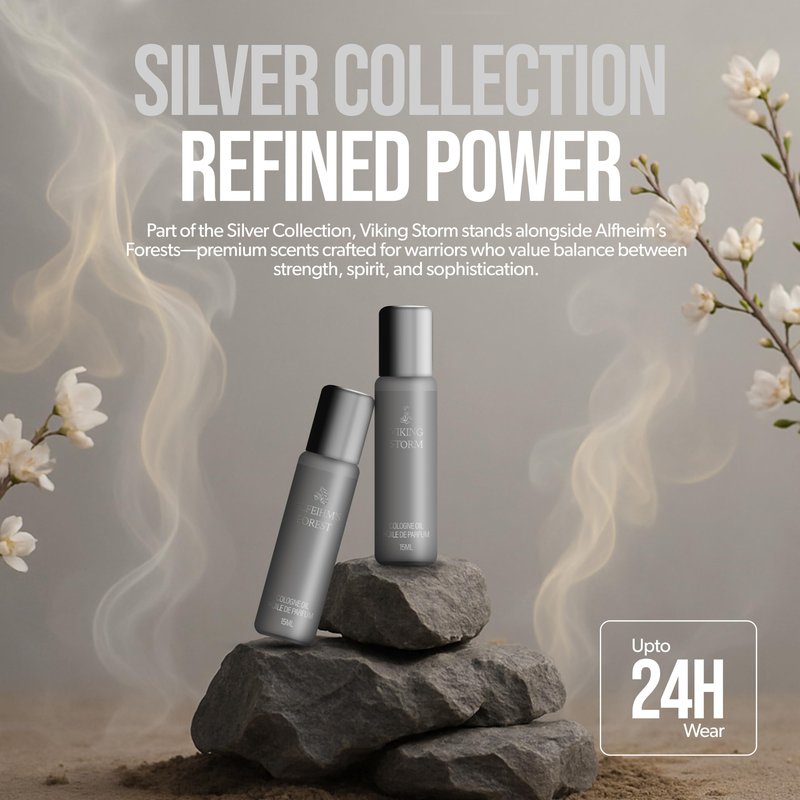 Concentrated Cologne for Men by Beard Struggle - 6x More Longer Than Traditional Colognes - Silver Collection - Viking Storm - Mens Cologne, 15 mL / 0.5 US. fl. oz. Glass Roller Bottle