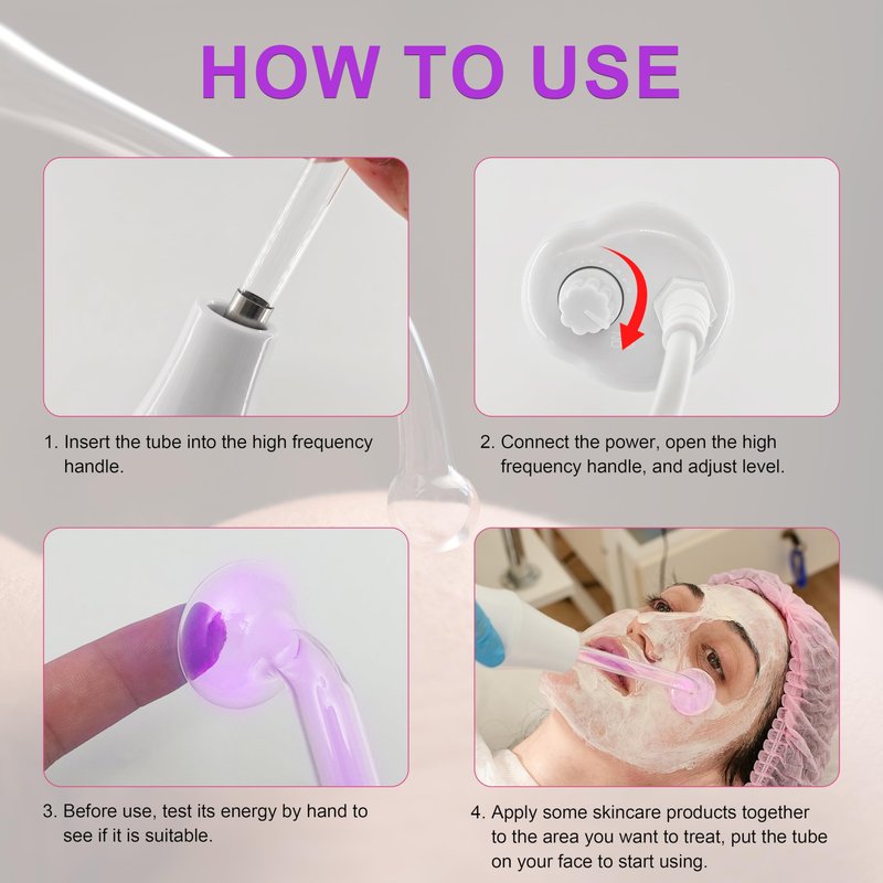 Hi Frequency Facial Care Tool Skin Tonning Device with 7 Electrode Tubes 2 Colors Options Elitzia ETSC640NP (Purple)