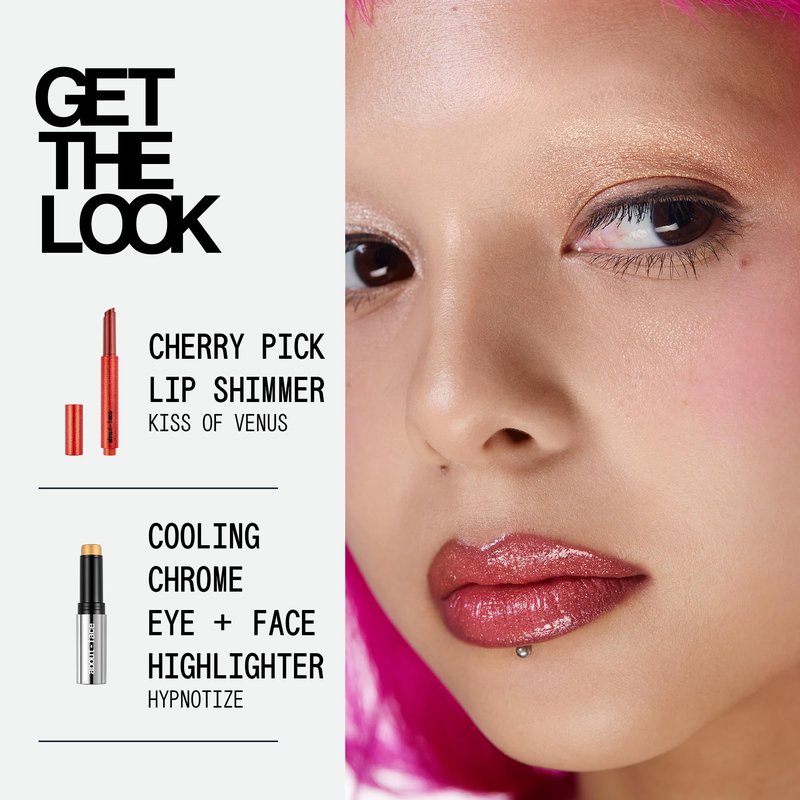 about-face Cooling Chromes Eye + Face Highlighter — Cool-to-Touch Shimmer Stick, Ultra-Reflective Glow, Vegan & Cruelty-Free, Gold (Hypnotize)