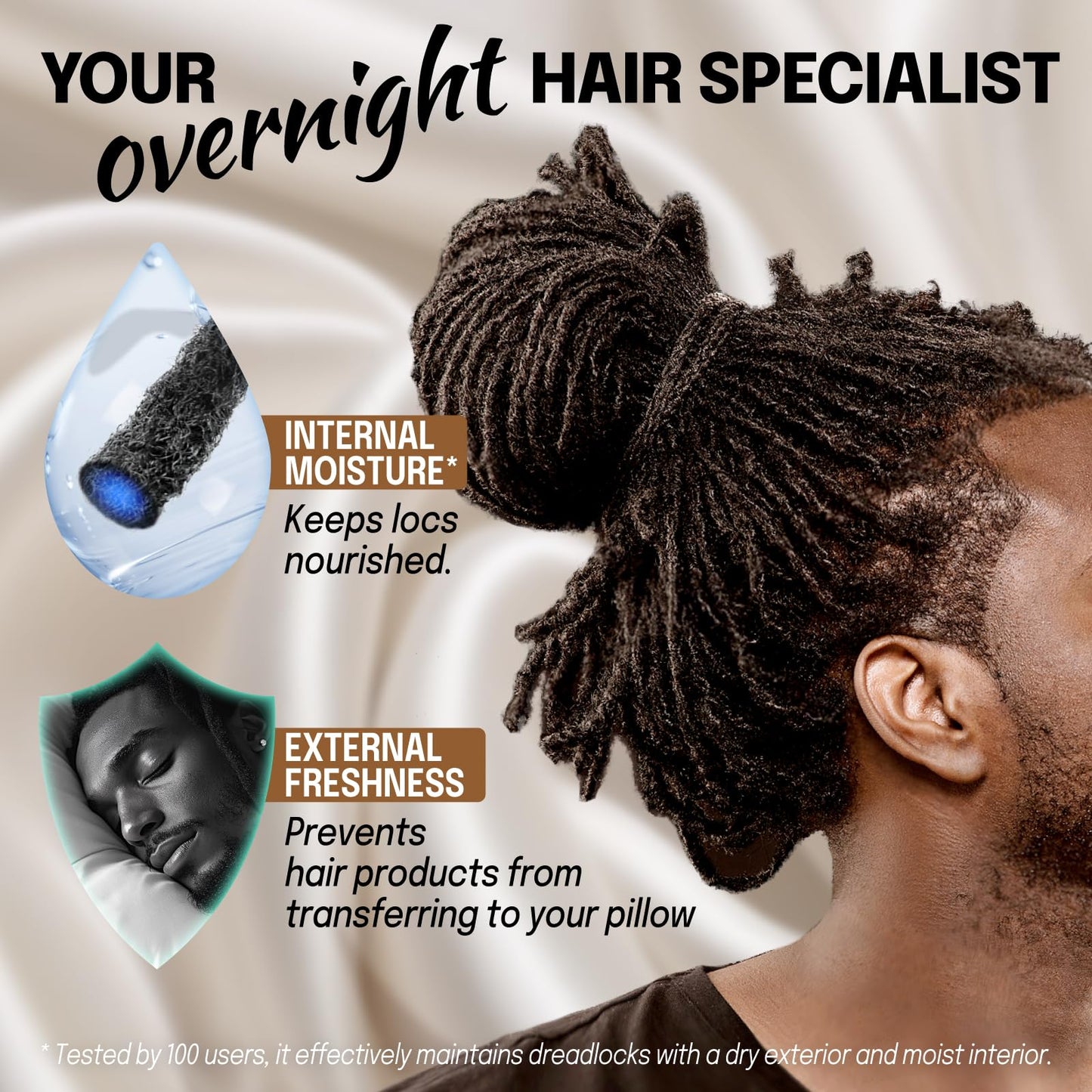 Large Satin Bonnet for Men Sleeping: Loc Cap Dreadlocks for Curly Braids Wave, Silky for Frizzy Hair Smooth, Adjustable No Slip Black