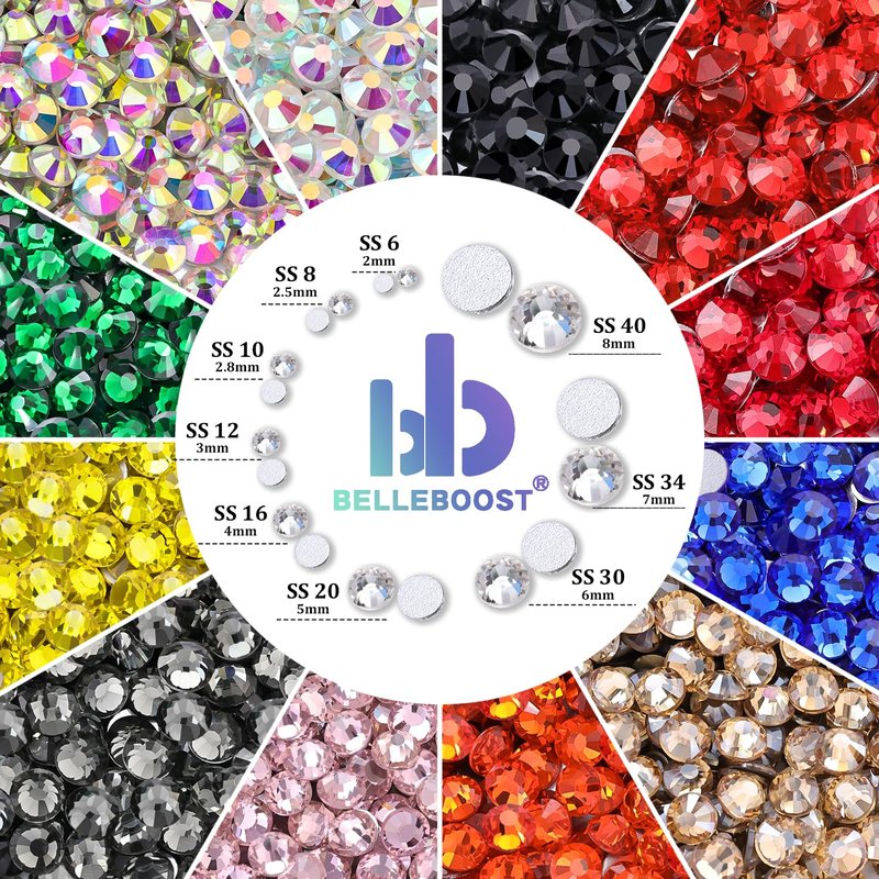 2000PCS SS20/5mm Glass Crystal Rhinestones (Crystal AB), Flatback AB Rhinestones for Bedazzling Crafting DIY Crafts Nail Art Makeup Decoration, Gems Diamond Charms for Tumbler Shoes Clothing Mug