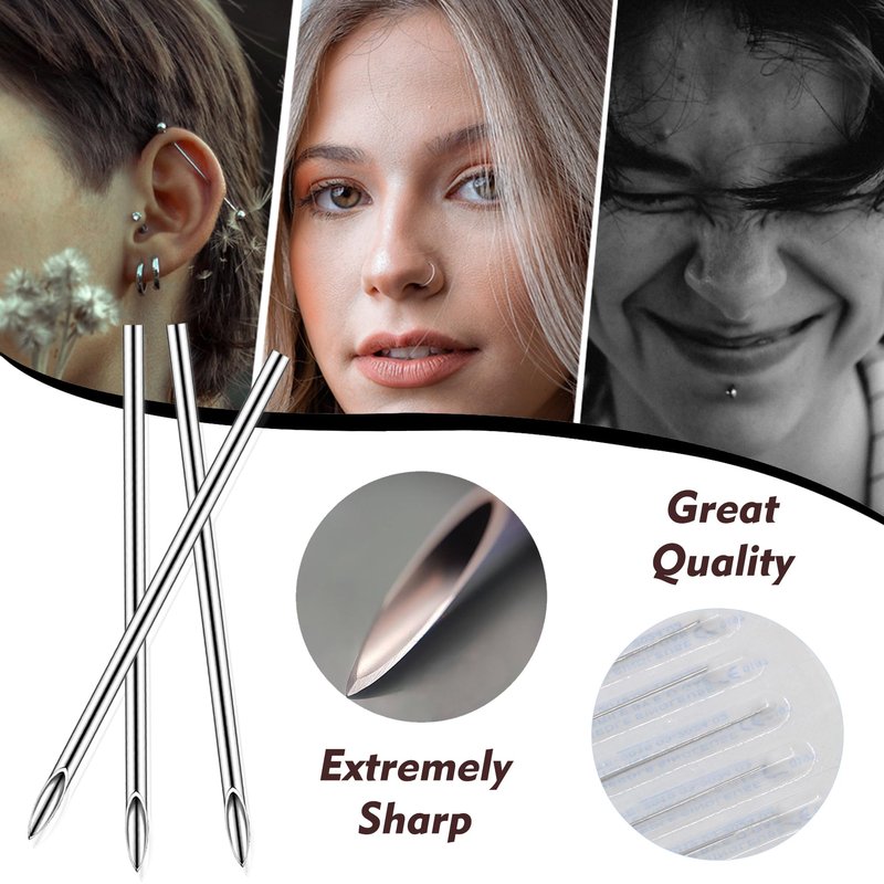 Rayyl Body Piercing Tool Kit - 42Pcs Piercing Kit with 12G 14G 16G 18G 20G Piercing Needles Piercing Clamps Forceps for Ear Nose Belly Button Tongue Eyebrow Body Piercing Tool Kit Piercing Supplies