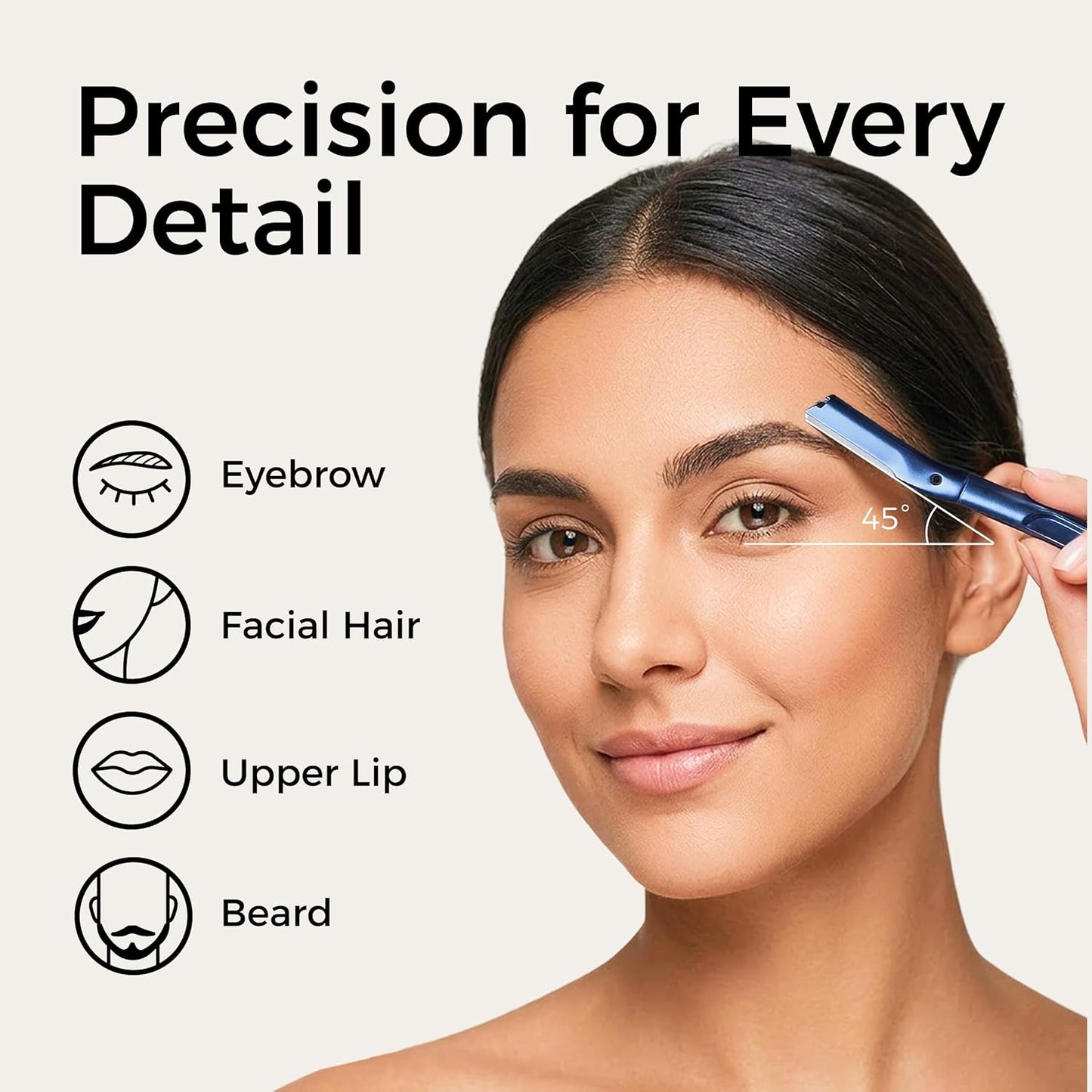 ZOMCHI Dermaplane Razor Set - Reusable Eyebrow Trimmer with 11 Blades & Protective Cap | Matte Blue
