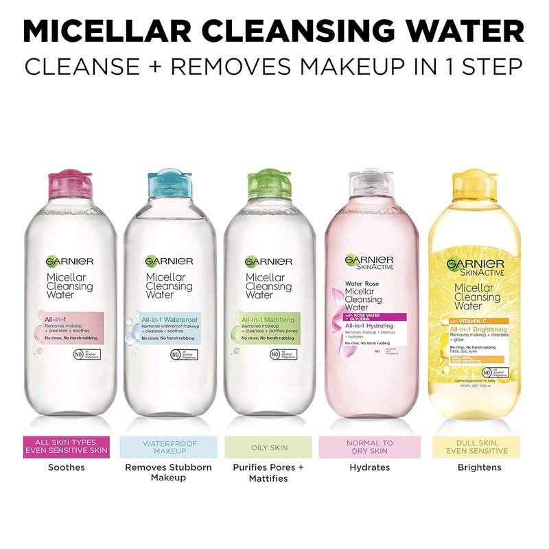Garnier Micellar Water - Hydrating Facial Cleanser & Makeup Remover | Rose Water & Glycerin, 13.5 Fl Oz