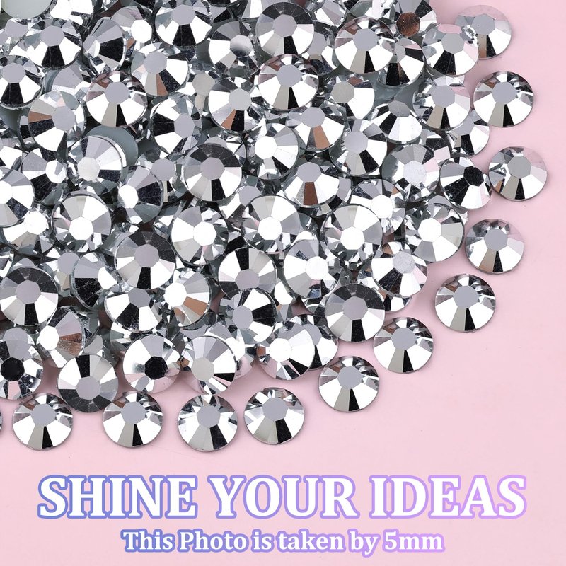 25000Pcs Resin Rhinestones for Crafting, Silver 2-6mm Mixed Sizes Non Hotfix Flatback Gems with 1Pcs Glue, Bedazzling Crystal for DIY Craft Clothing Mugs Tumblers Shoes Fabric Decor Nail Art