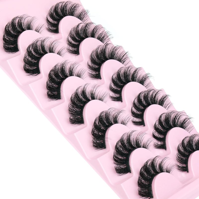 EYDEVRO Mink Lashes - Fluffy 3D Wispy False Eyelashes for Natural Look | 7 Pairs D Curl Strip Lashes