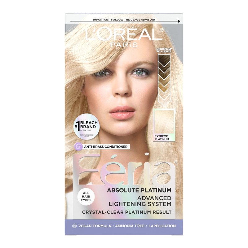 L'Oreal Paris Feria Multi-Faceted Shimmering Permanent Hair Color, Extreme Platinum, Pack of 1 Hair Dye Kit