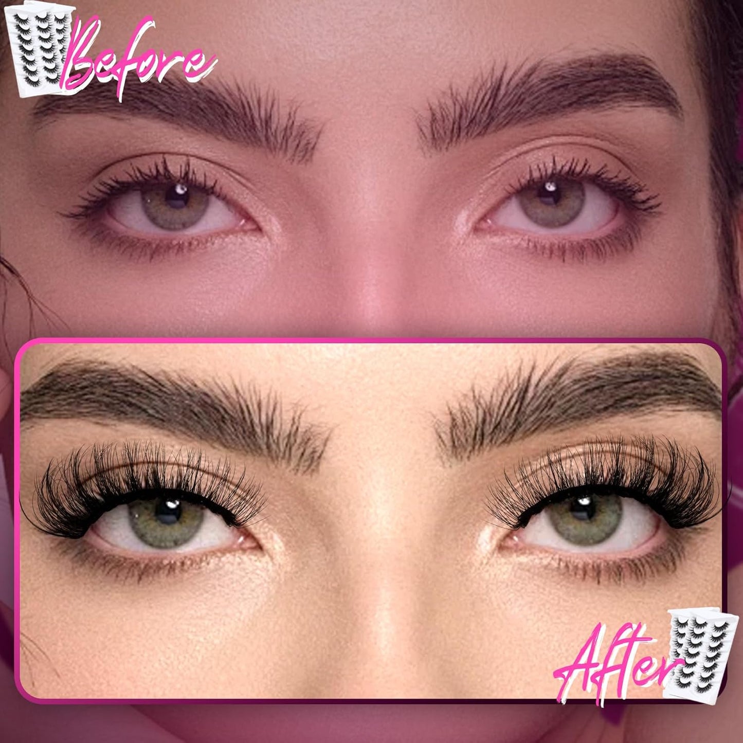 Veleasha False Eyelashes - Fluffy Faux Mink Cat Eye Lashes | 7 Pairs for a Natural Look