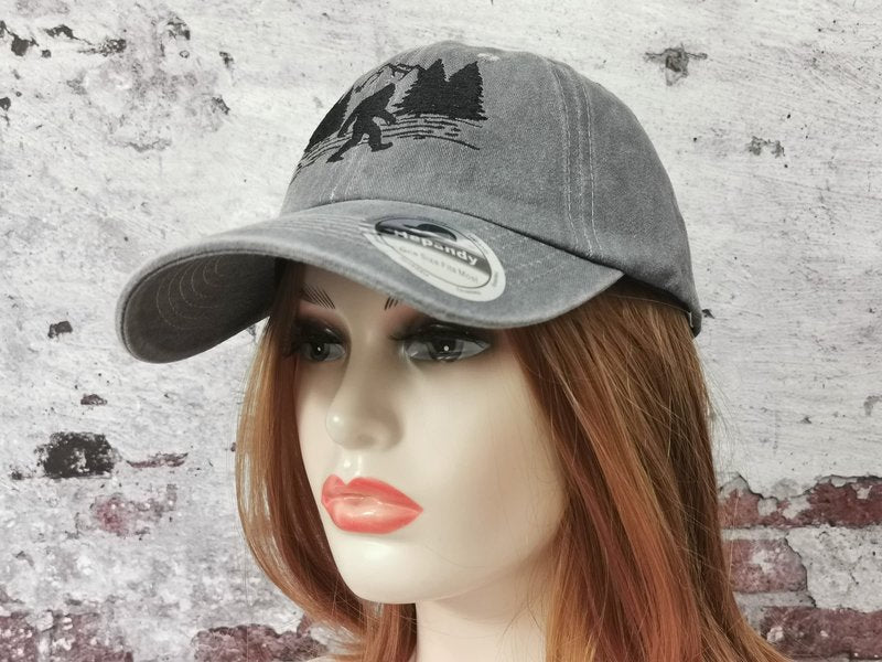 Hepandy Embroidered Big Foot Hat, Embroidered Baseball Cap for Women Men, Gifts for Father Day, Washed Grey Outdoor Adjustable Dad Hat