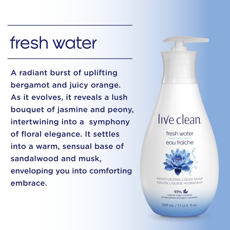 Live Clean Liquid Hand Soap, Fresh Water, 17 Oz (Packaging May Vary)