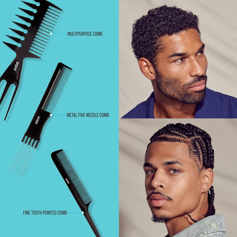 KISS Professional 10-Pc Comb Set | Detangle & Style Assortment for Effortless Hair Care