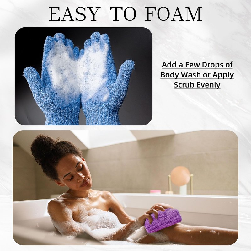 6 Pack African Bath Sponge Exfoliating Glove Set Nylon African Exfoliating Net Exfoliating Washcloth Body Scrubber Back Scrubber Wash Deep Scrubbing Dead Skin