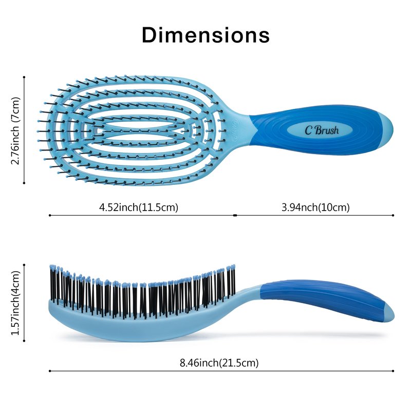 NuWay C Brush Scalp Care Detangling Hair Brush – Gentle Scalp Massage & Easy Detangling for Wet or Dry Hair, Everyday Hairbrush for Healthy Looking Hair (Sky Blue)
