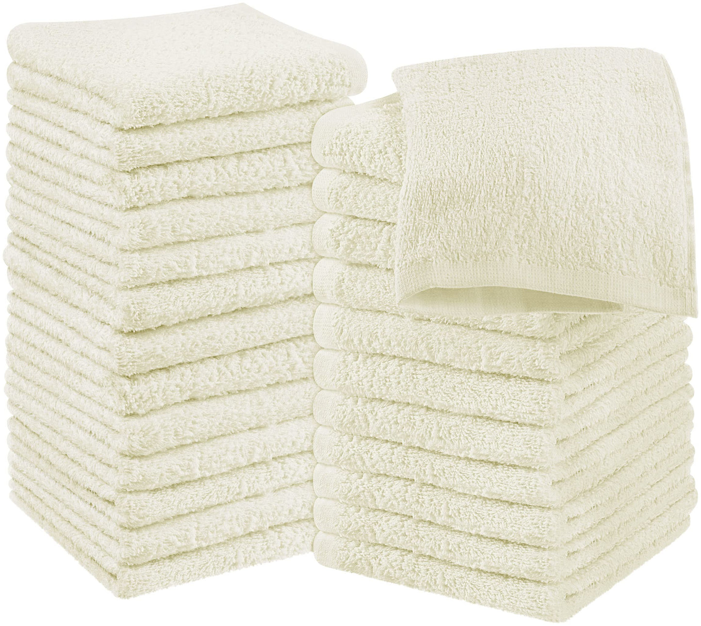 Utopia Towels 12 Pack Cotton Washcloths Set, 100% Ring Spun Cotton, Premium Flannel Face Cloths, Highly Absorbent and Soft Feel Fingertip Towels, Ivory