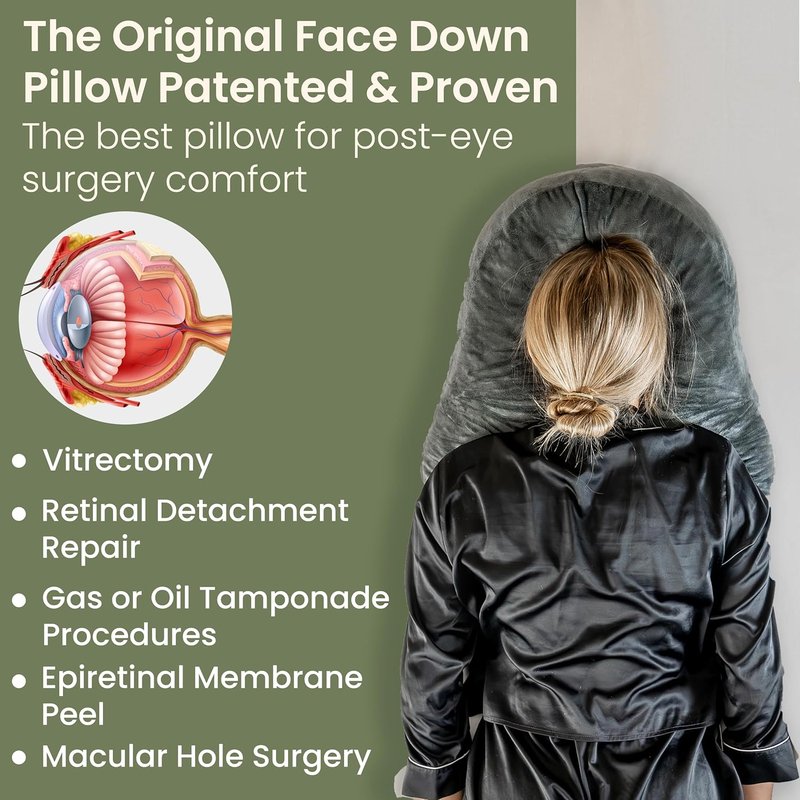 Face Down Pillow - Vitrectomy & BBL Recovery | 3-Vent Design for Easy Breathing - CertiPUR-US® Memory Foam