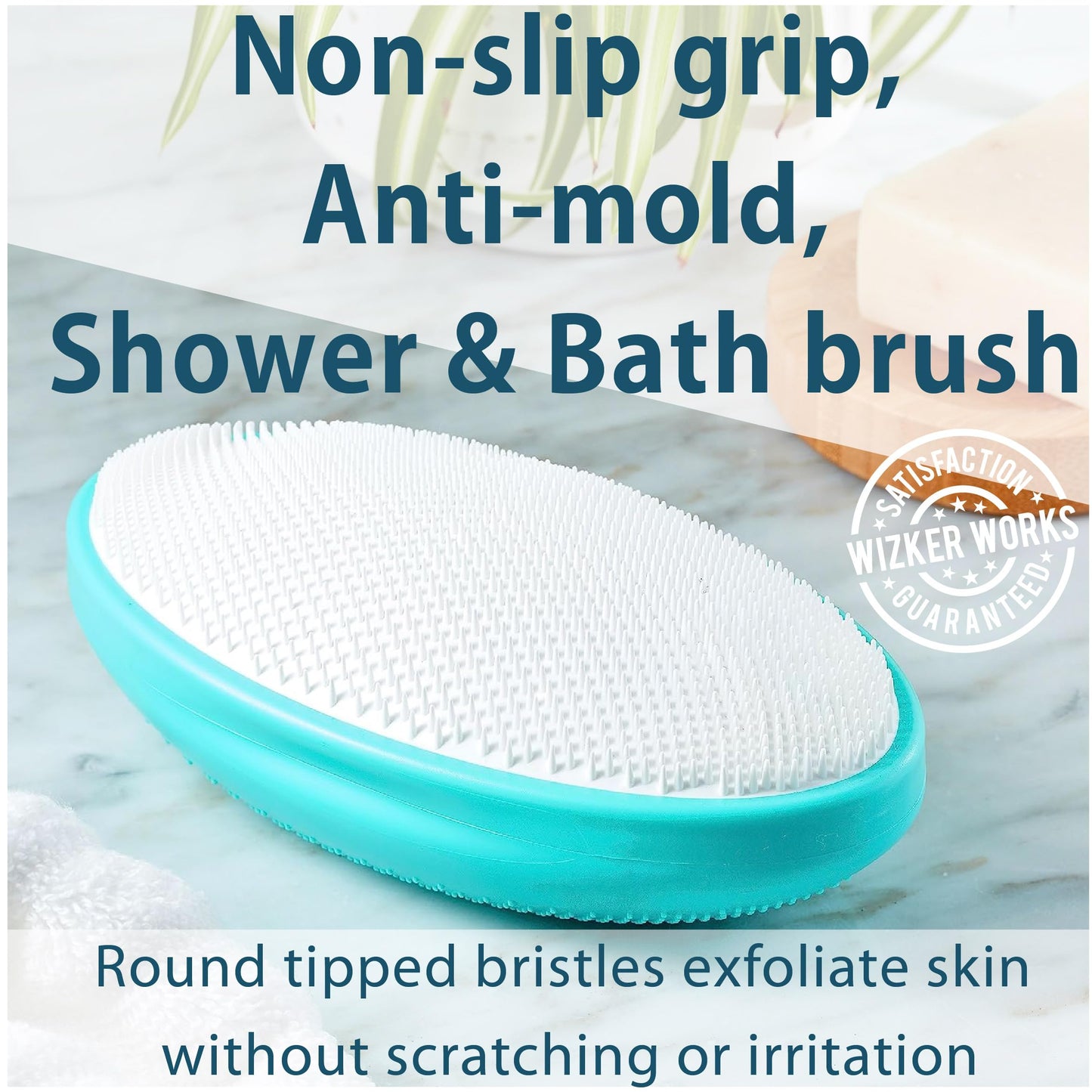 WIZKER® Premium Ingrown Hair Exfoliating Brush: Soft + Firm Face Body Scrubber, Sensitive Skin Exfoliator, Prevents Razor Bumps, Shave, Laser, Wax, Epilation, Dermaplaning – Waterproof, Mold Resistant